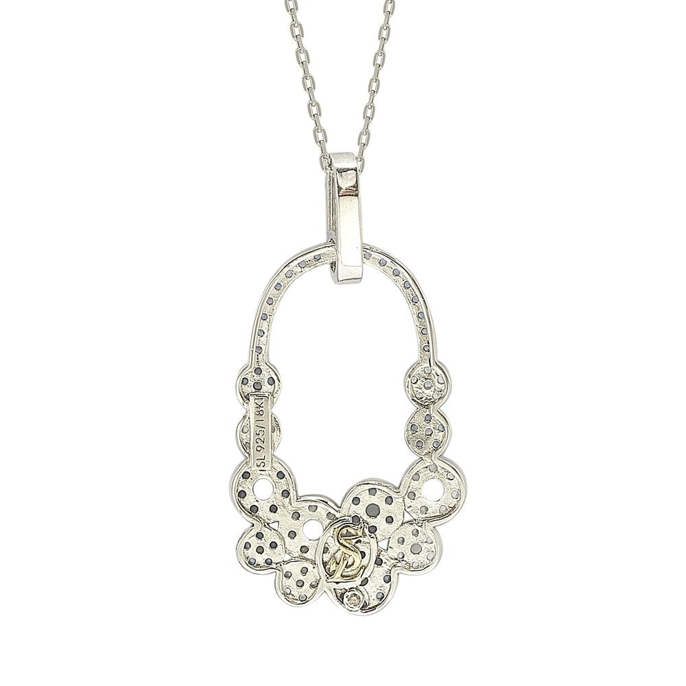 Suzy Levian Sapphire and Diamond Accent in Sterling Silver Multi Circle Pendant