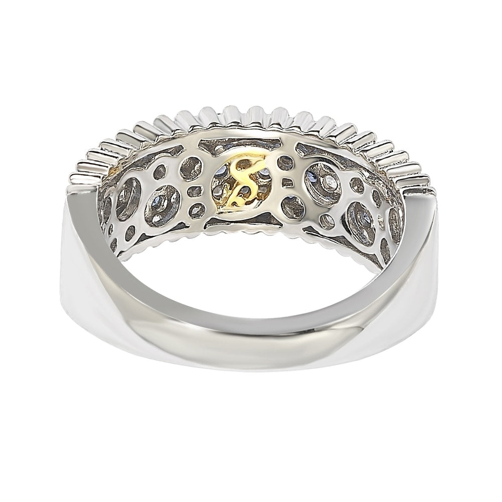 Suzy Levian Sapphire and Diamond Accent in Sterling Silver Pave Half Band