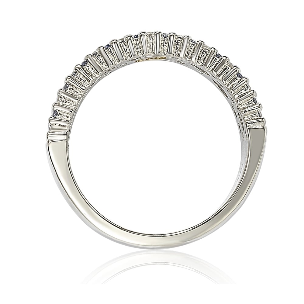 Suzy Levian Sapphire and Diamond Accent in Sterling Silver Pave Half Band