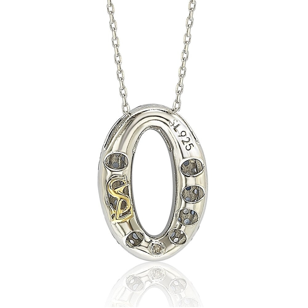 Suzy Levian Sapphire and Diamond Accent in Sterling Silver Petite Oval Pendant