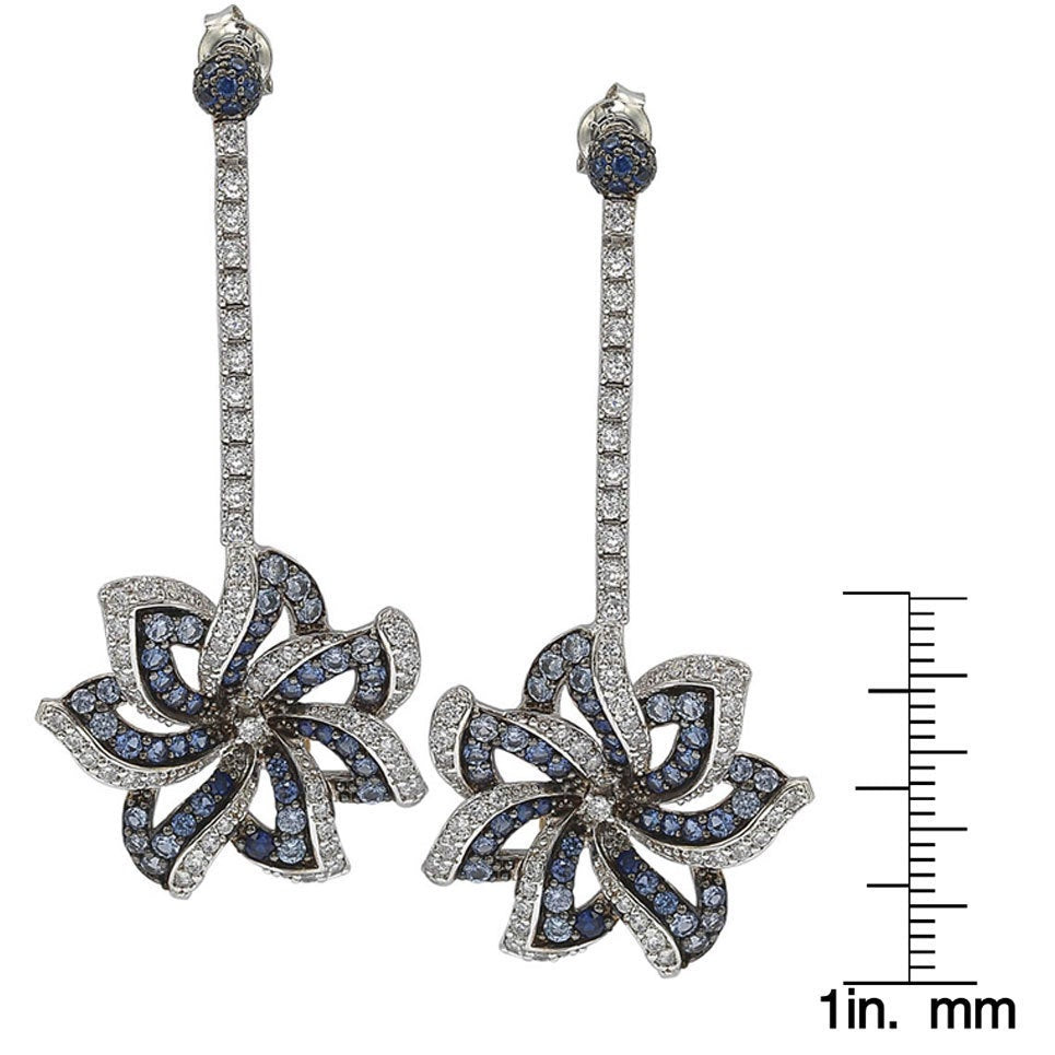 Suzy Levian Sapphire and Diamond Accent in Sterling Silver Earrings