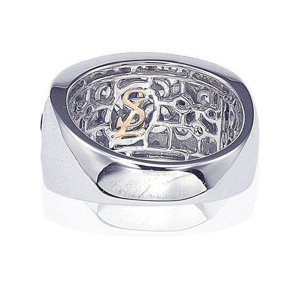 Suzy Levian Sapphire and Diamond in Sterling Silver and 18K Gold Ring