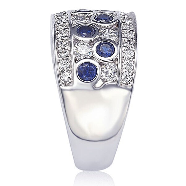 Suzy Levian Sapphire and Diamond in Sterling Silver and 18K Gold Ring
