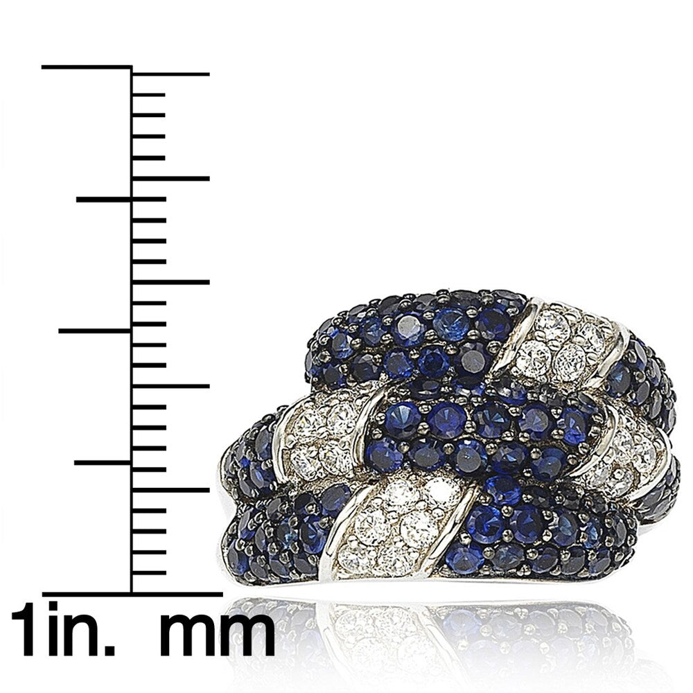 Suzy Levian Sapphire and Diamond in Sterling Silver and 18K Gold Swirling Ring