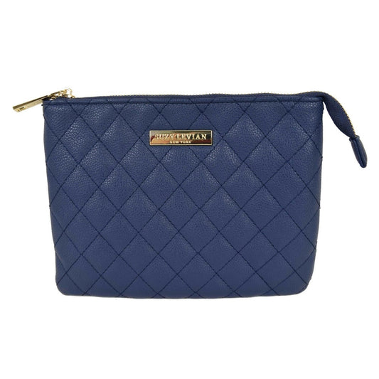Suzy Levian Small Quilted Jewelry Travel Case in Navy