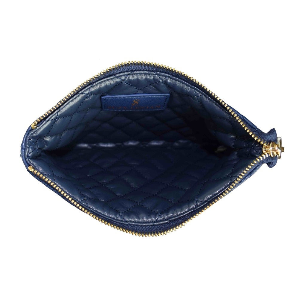 Suzy Levian Small Quilted Jewelry Travel Case in Navy