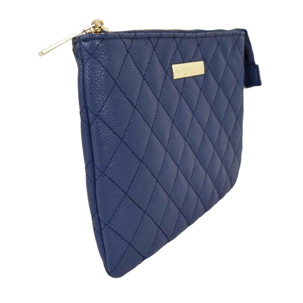 Suzy Levian Small Quilted Jewelry Travel Case in Navy