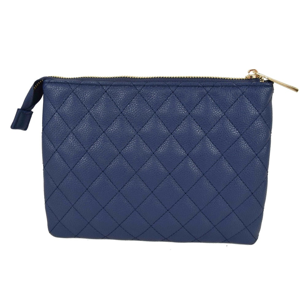 Suzy Levian Small Quilted Jewelry Travel Case in Navy