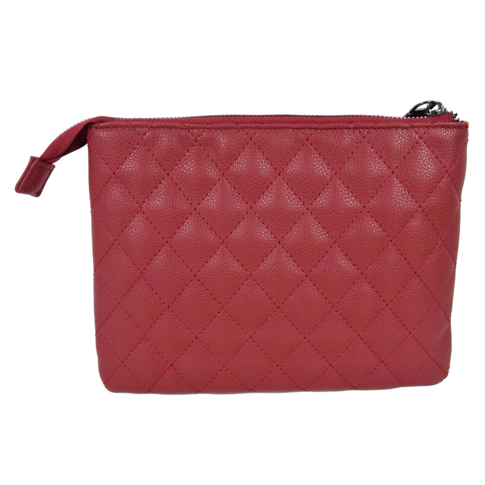 Suzy Levian Small Quilted Jewelry Travel Case in Red