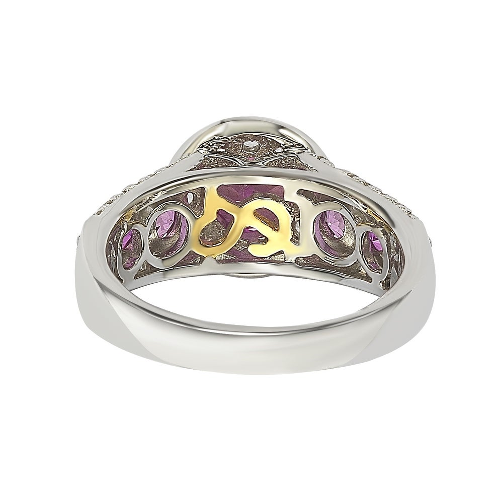 Suzy Levian Sterling Silver 3 3/5ct TGW Pink Sapphire and Diamond Accent Engagement Ring