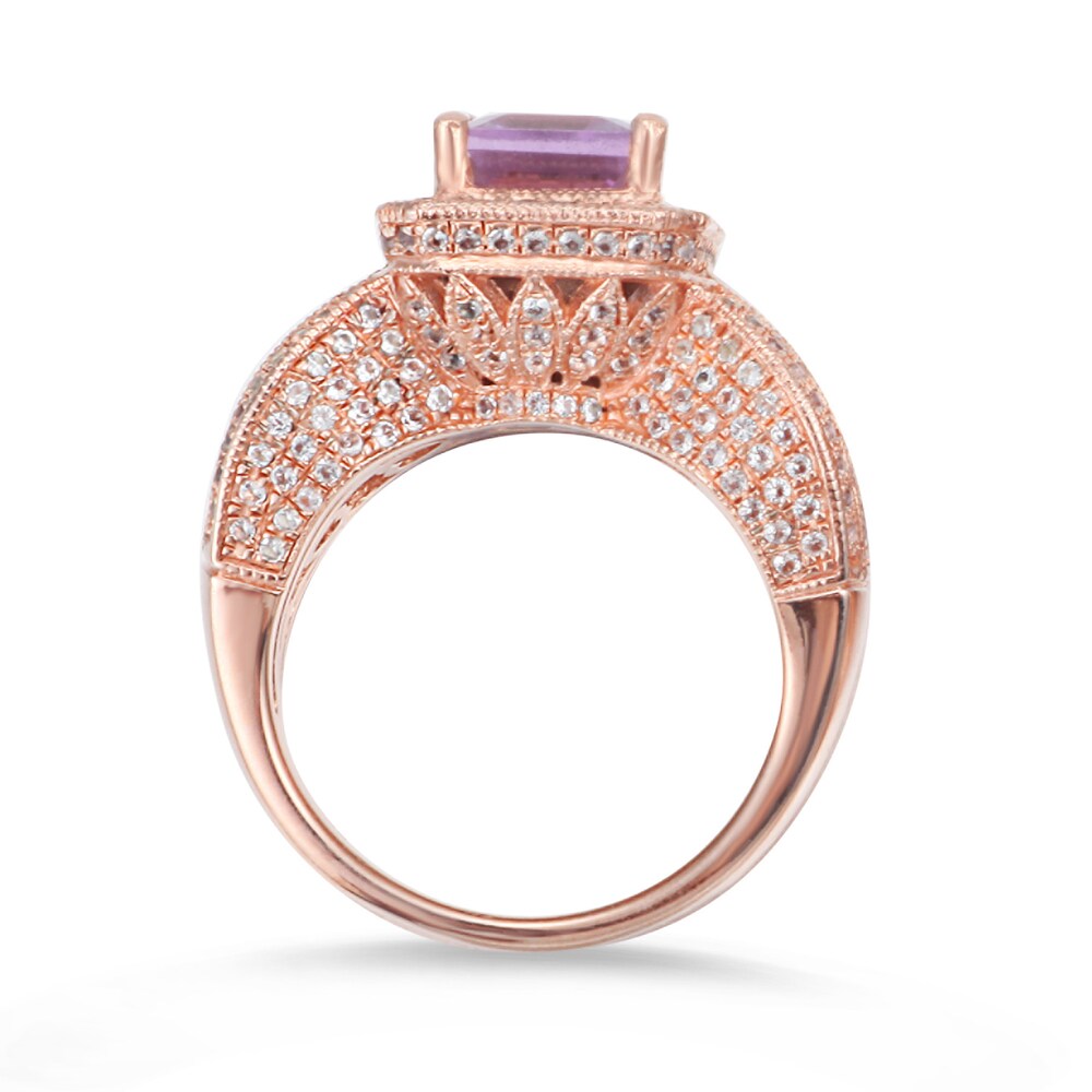 Suzy Levian Sterling Silver 4.3 TCW Emerald-Cut Purple Amethyst Ring