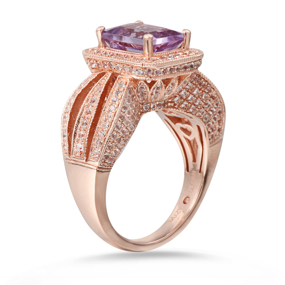 Suzy Levian Sterling Silver 4.3 TCW Emerald-Cut Purple Amethyst Ring