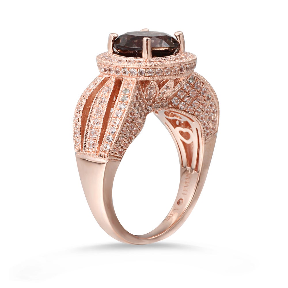 Suzy Levian Sterling Silver 4.37 cttw Smoky Quartz Ring