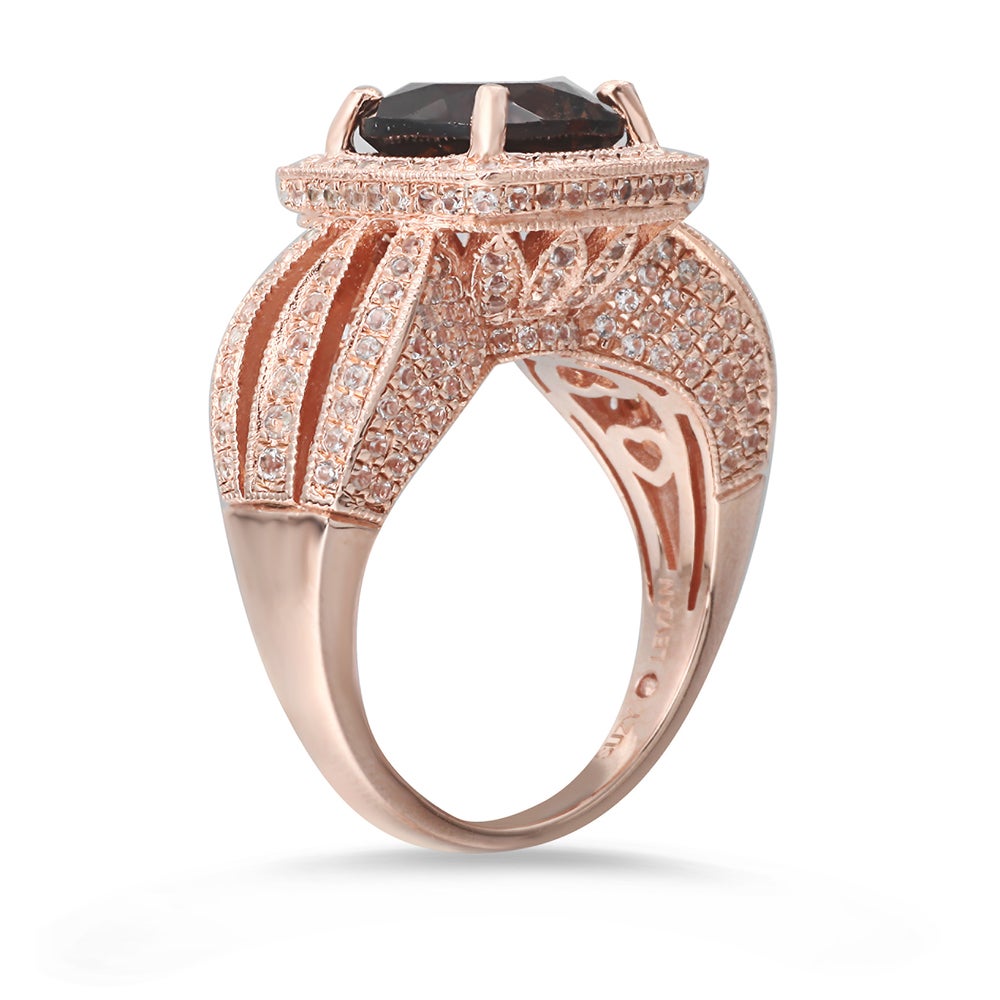 Suzy Levian Sterling Silver 4.5 ctw Smoky Quartz Ring