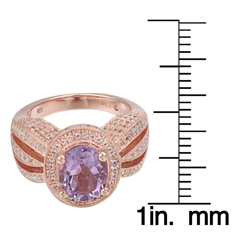 Suzy Levian Sterling Silver 4.52 TCW Purple Amethyst Oval Ring