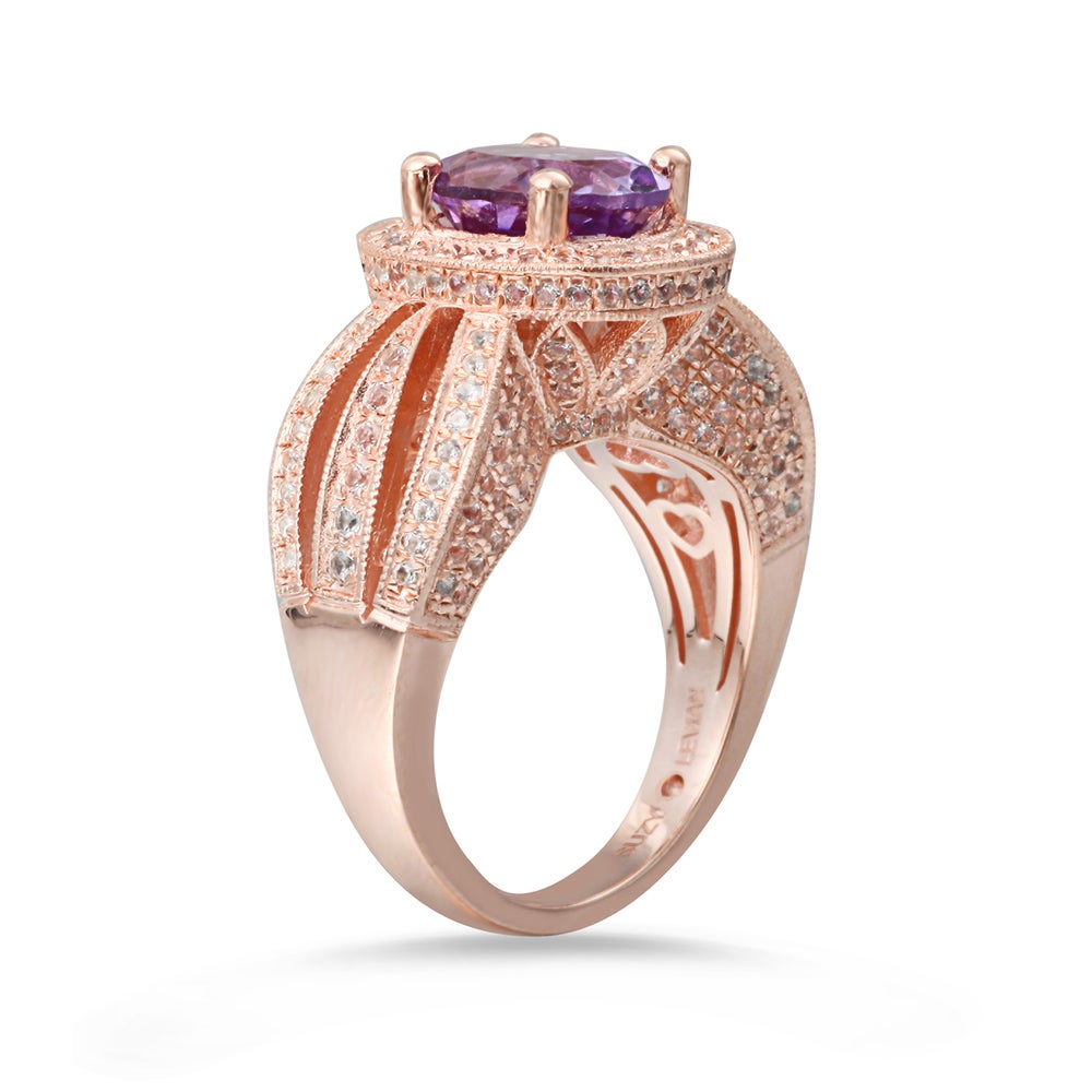 Suzy Levian Sterling Silver 4.52 TCW Purple Amethyst Oval Ring