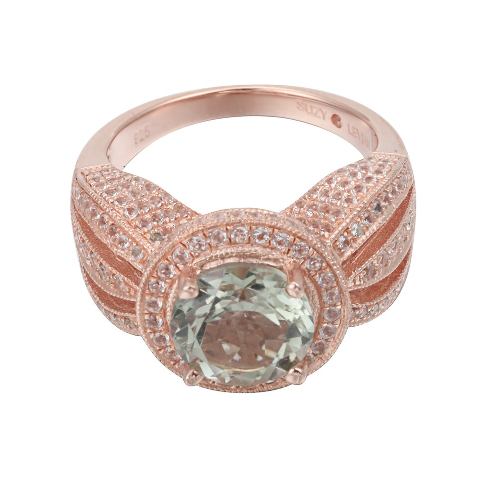Suzy Levian Sterling Silver 4.53 TCW Green Amethyst Ring