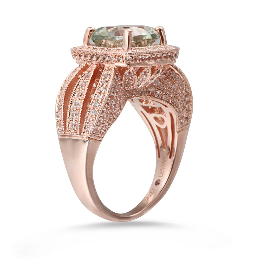 Suzy Levian Sterling Silver 4.9 TCW Green Amethyst Ring