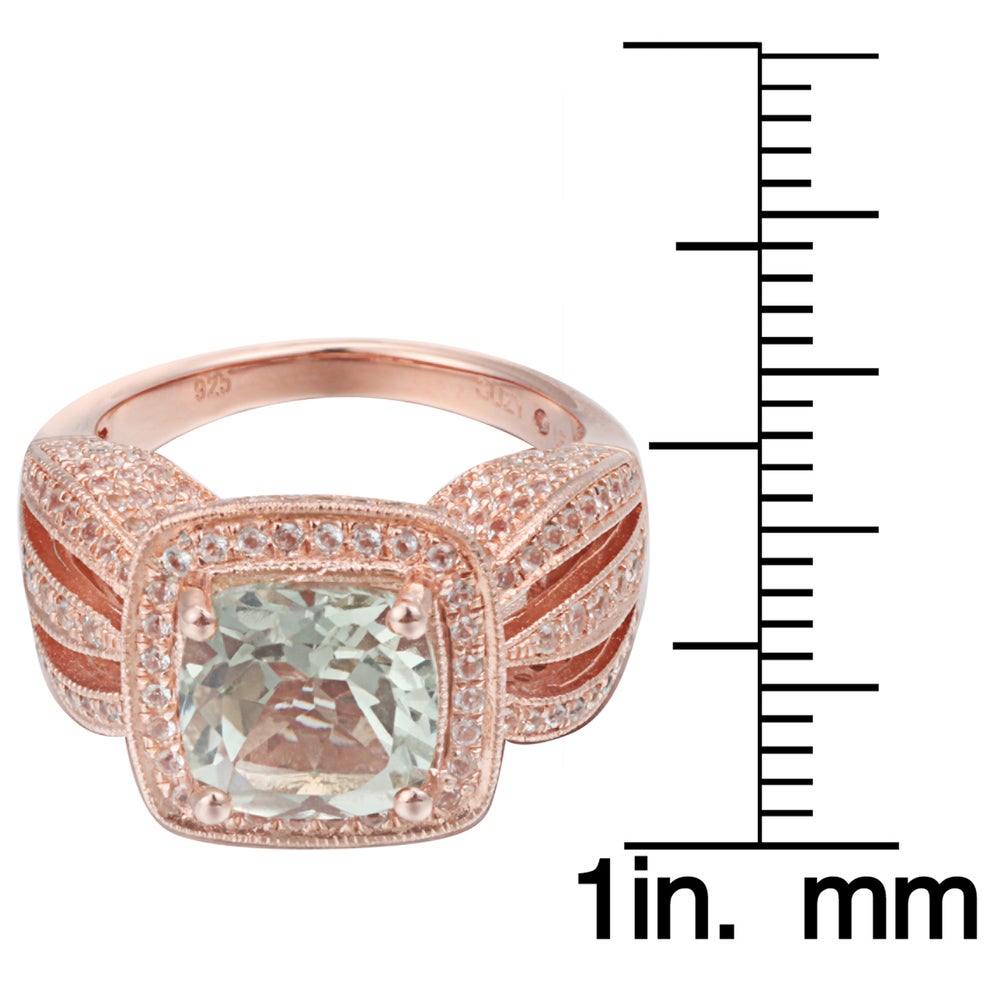 Suzy Levian Sterling Silver 4.9 TCW Green Amethyst Ring