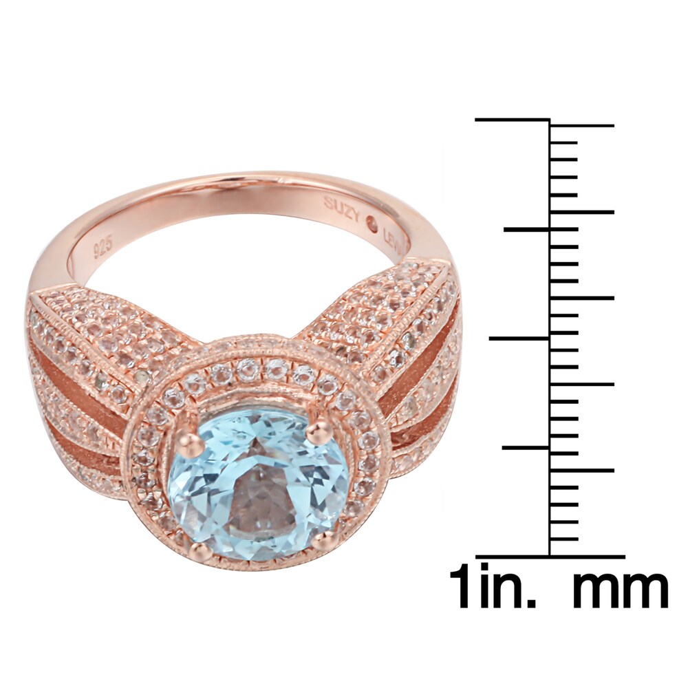 Suzy Levian Sterling Silver 5.23 TCW Blue Topaz Ring