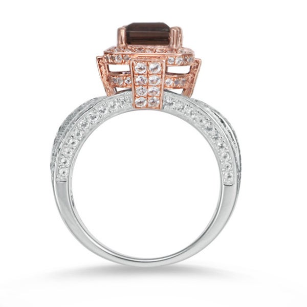 Suzy Levian Sterling Silver 5.58 TCW Smoky Quartz Ring