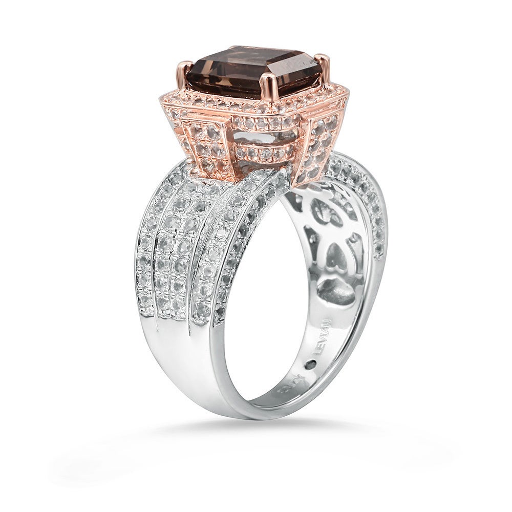 Suzy Levian Sterling Silver 5.58 TCW Smoky Quartz Ring