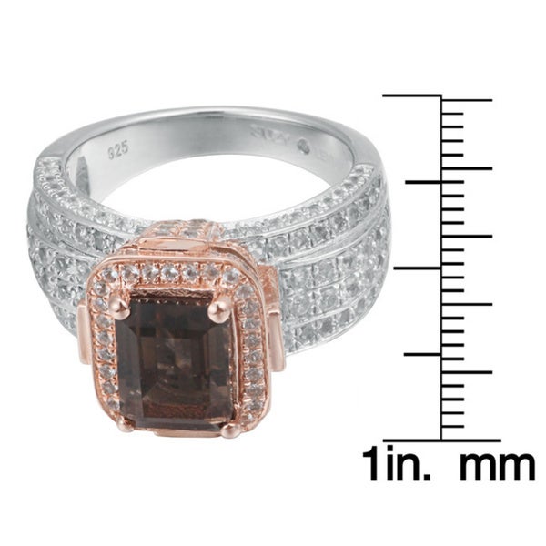 Suzy Levian Sterling Silver 5.58 TCW Smoky Quartz Ring