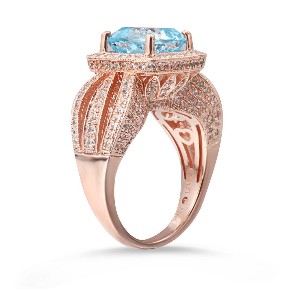 Suzy Levian Sterling Silver 6.04 TCW Blue Topaz Ring