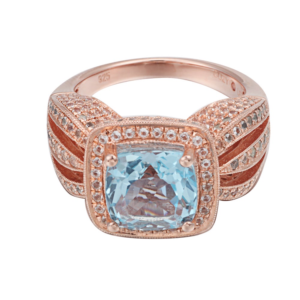 Suzy Levian Sterling Silver 6.04 TCW Blue Topaz Ring