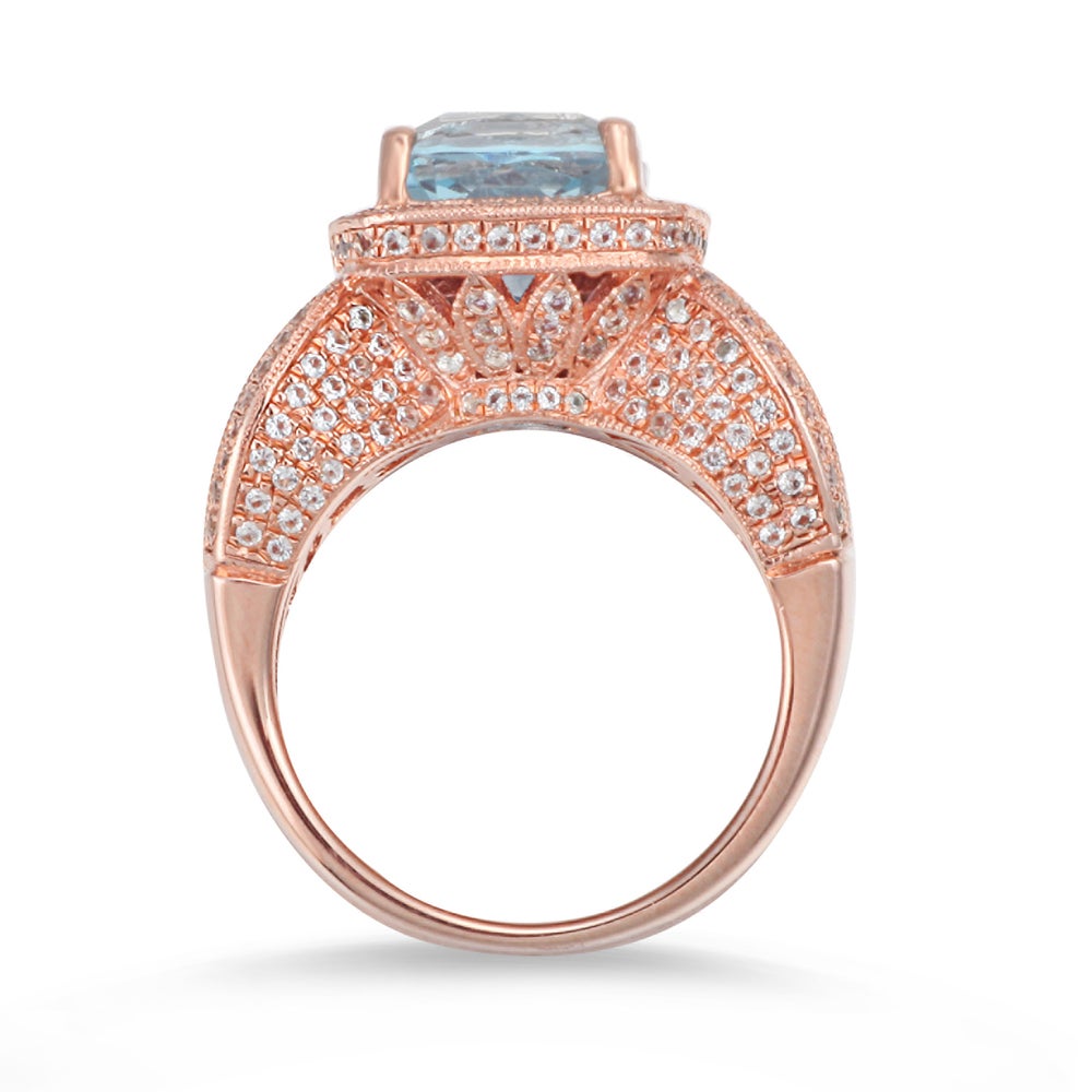Suzy Levian Sterling Silver 6.04 TCW Blue Topaz Ring