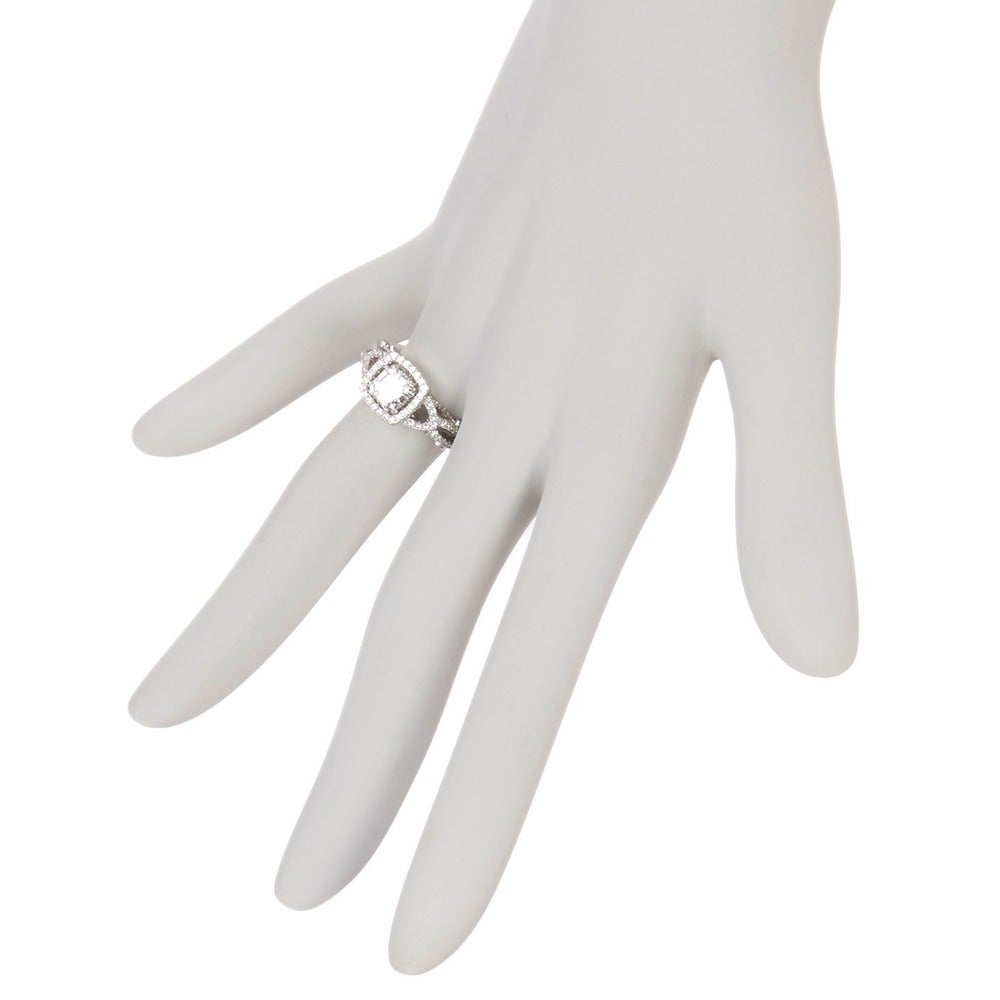 Suzy Levian Sterling Silver Asscher Cut White Cubic Zirconia Engagement Ring