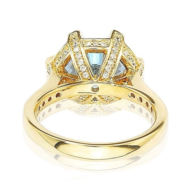 Suzy Levian Sterling Silver Blue Cubic Zirconia Ring