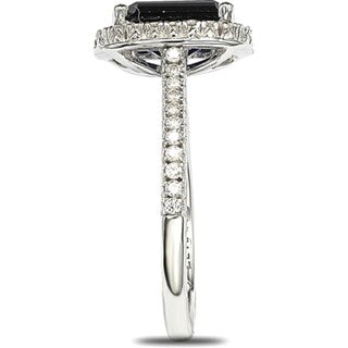 Suzy Levian Sterling Silver Blue and White Cubic Zirconia Thin Ring