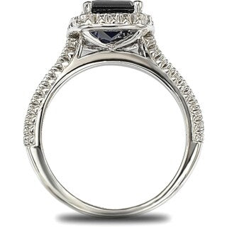 Suzy Levian Sterling Silver Blue and White Cubic Zirconia Thin Ring