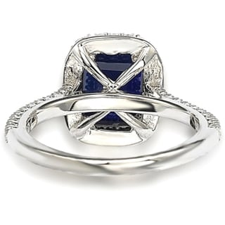 Suzy Levian Sterling Silver Blue and White Cubic Zirconia Thin Ring