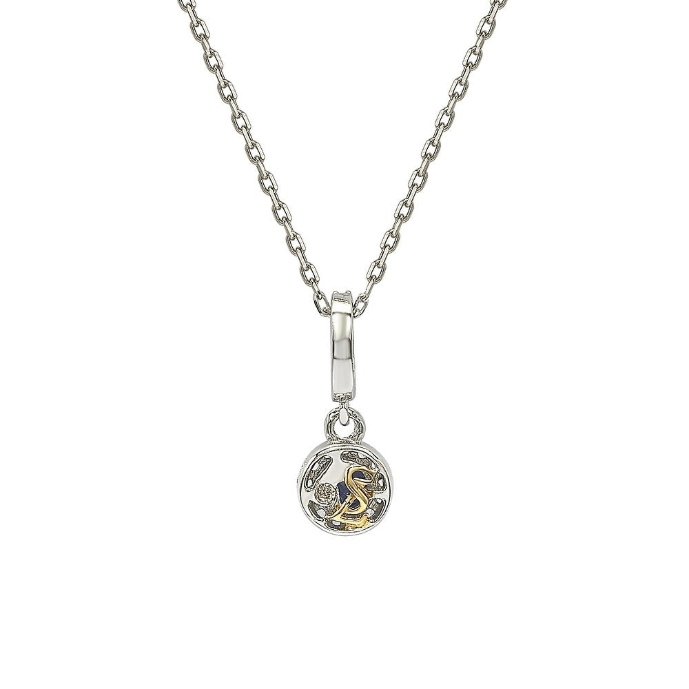 Suzy Levian Sterling Silver Blue Sapphire and diamond accent Pendant Necklace