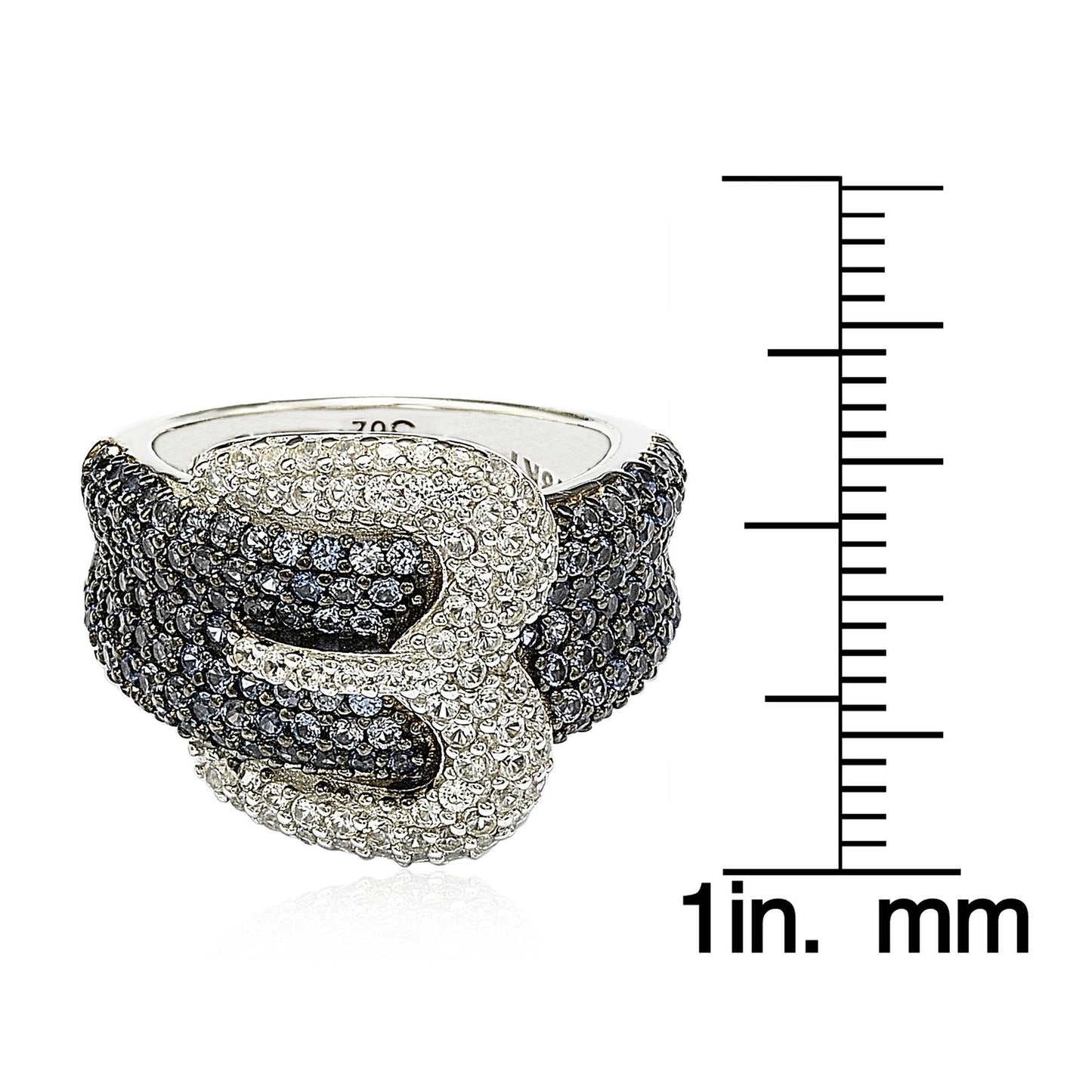 Suzy Levian Sterling Silver Blue & White Sapphire & Diamond Accent Buckle Ring