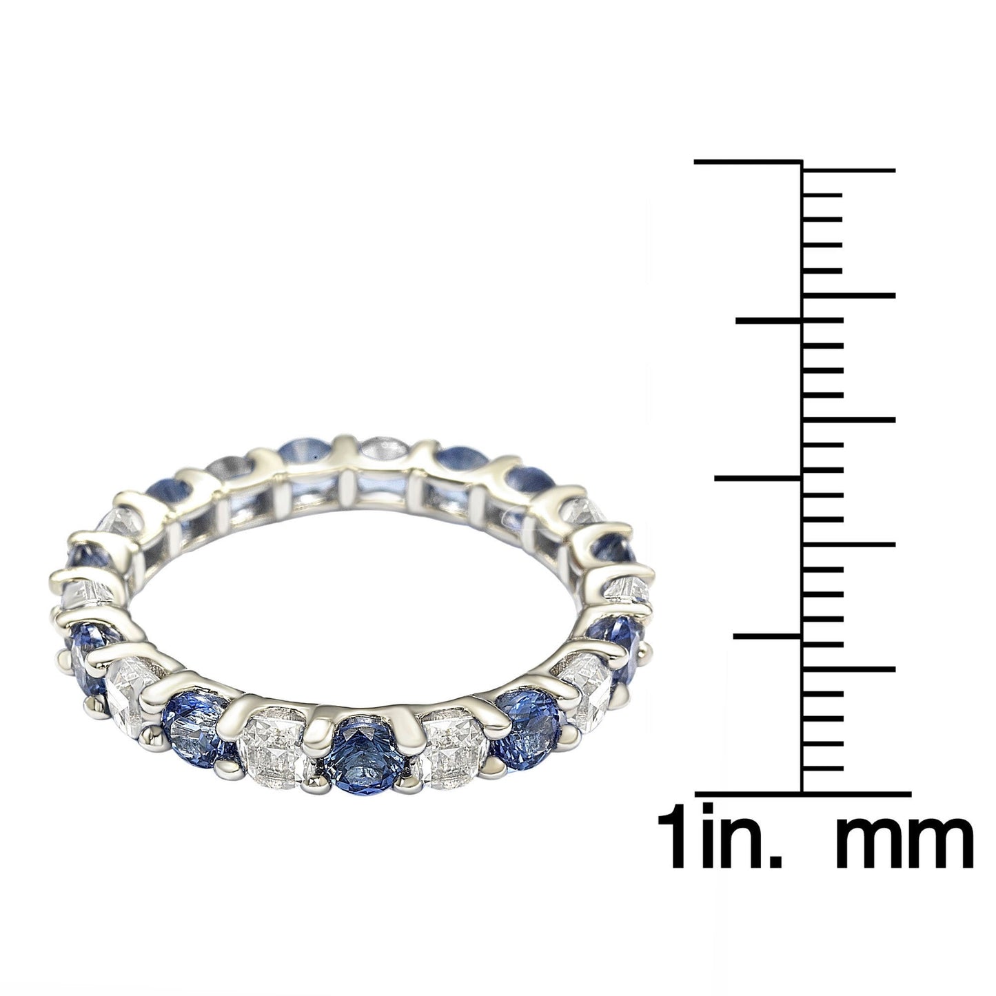 Suzy Levian Sterling Silver Blue & White Sapphire & Diamond Accent Eternity Ring