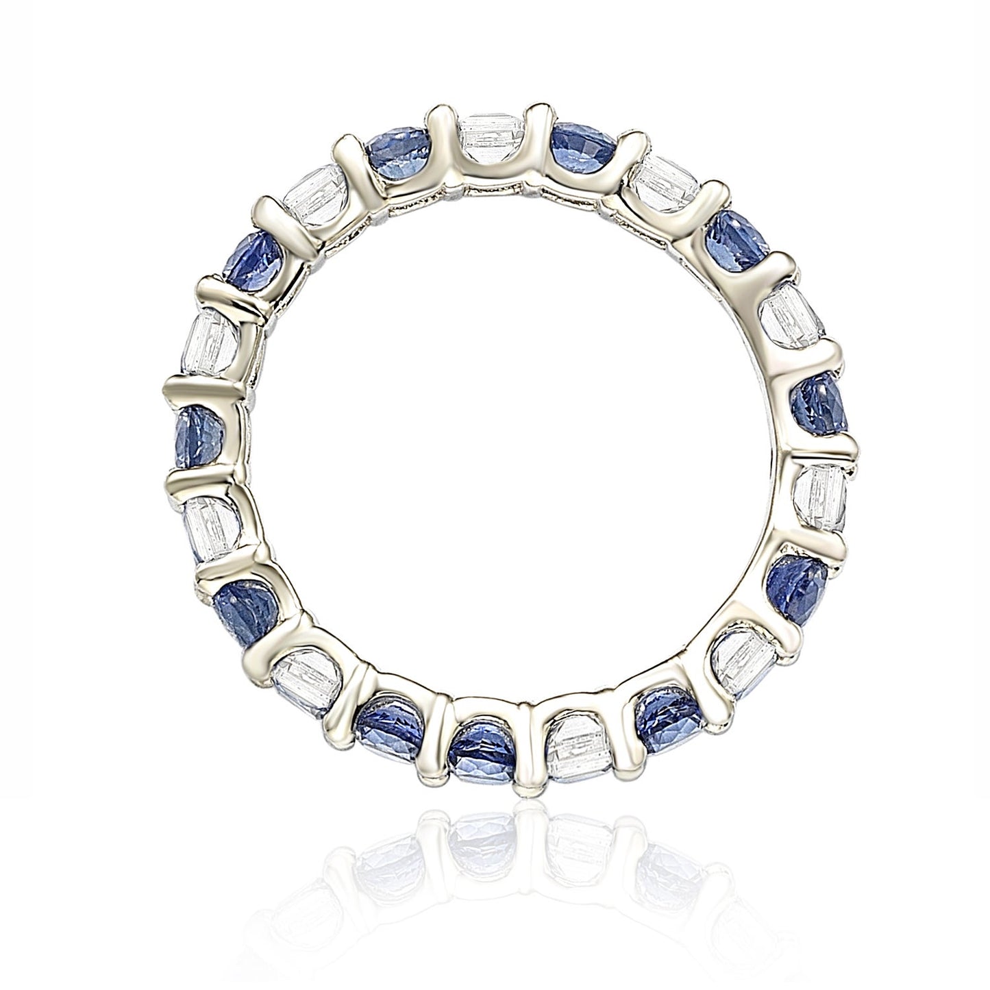 Suzy Levian Sterling Silver Blue & White Sapphire & Diamond Accent Eternity Ring