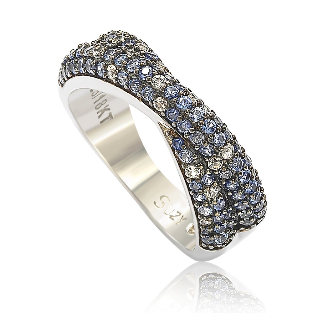 Suzy Levian Sterling Silver Blue & White Sapphire & Diamond Accent