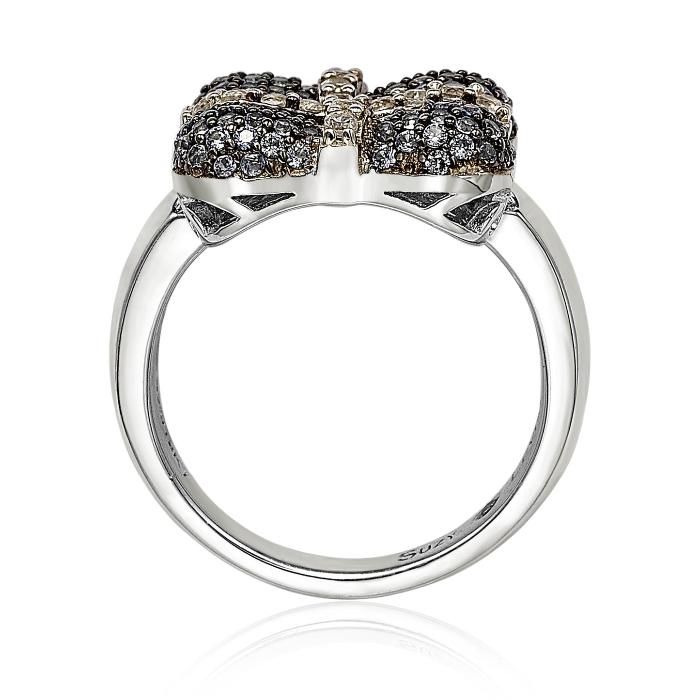 Suzy Levian Sterling Silver Blue & White Sapphire & Diamond Accent Wrapped Cushion Ring