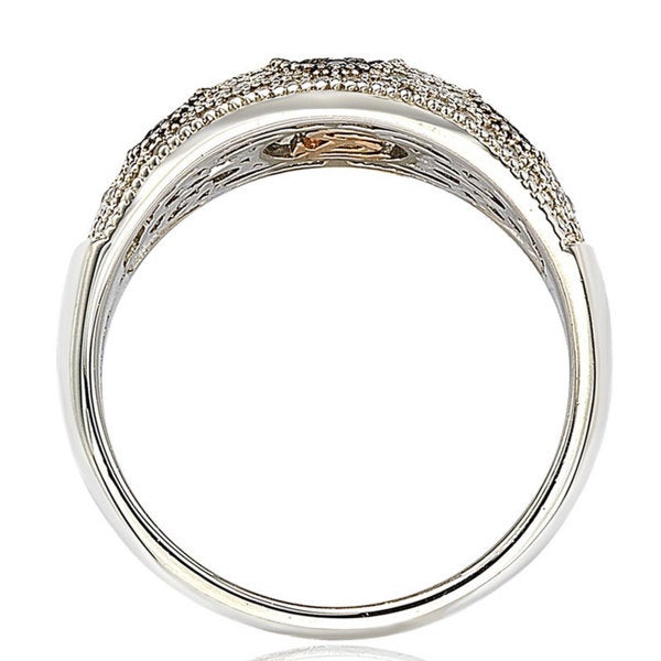 Suzy Levian Sterling Silver Blue and White Cubic Zirconia Micro Pave Ring