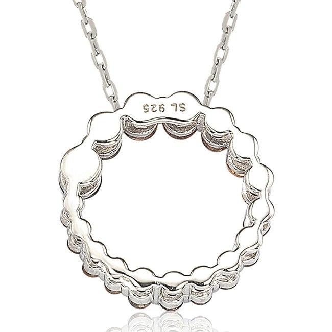Suzy Levian Sterling Silver Brown Cubic Zirconia Circle Journey Necklace