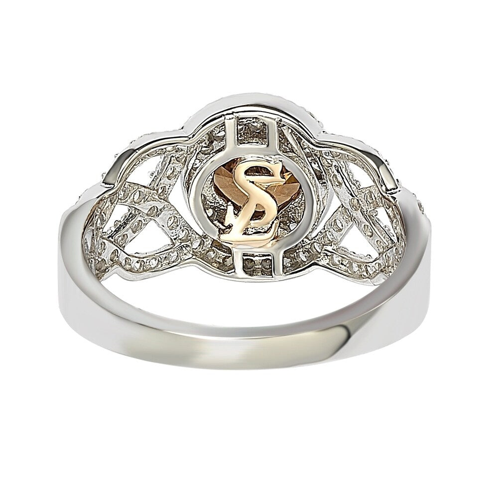 Suzy Levian Sterling Silver Brown Cubic Zirconia Crossover Bridal Ring