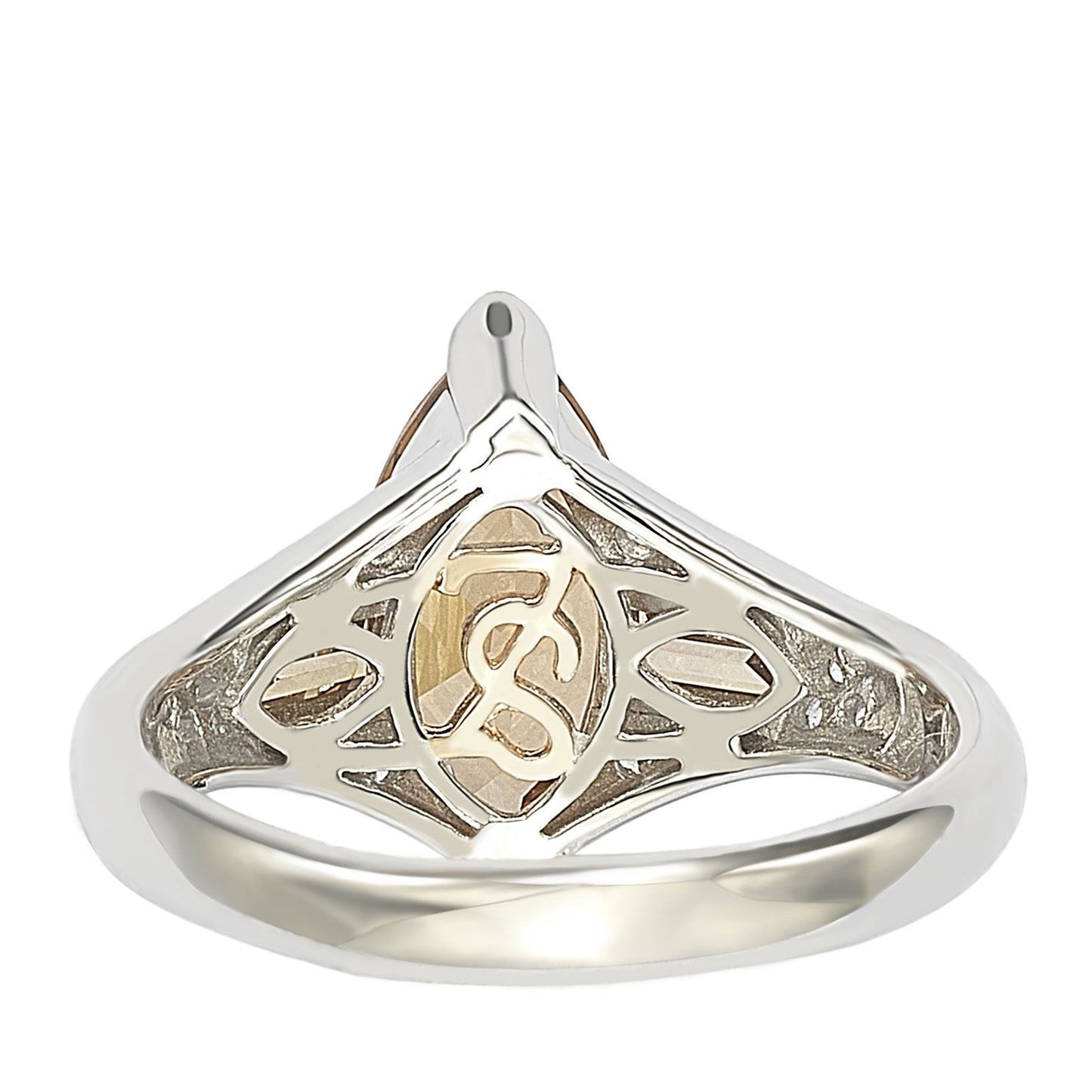 Suzy Levian Sterling Silver Brown Cubic Zirconia Marquise Ring