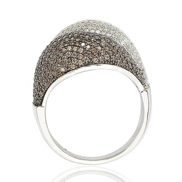 Suzy Levian Sterling Silver Brown Cubic Zirconia Micro Pave Ring