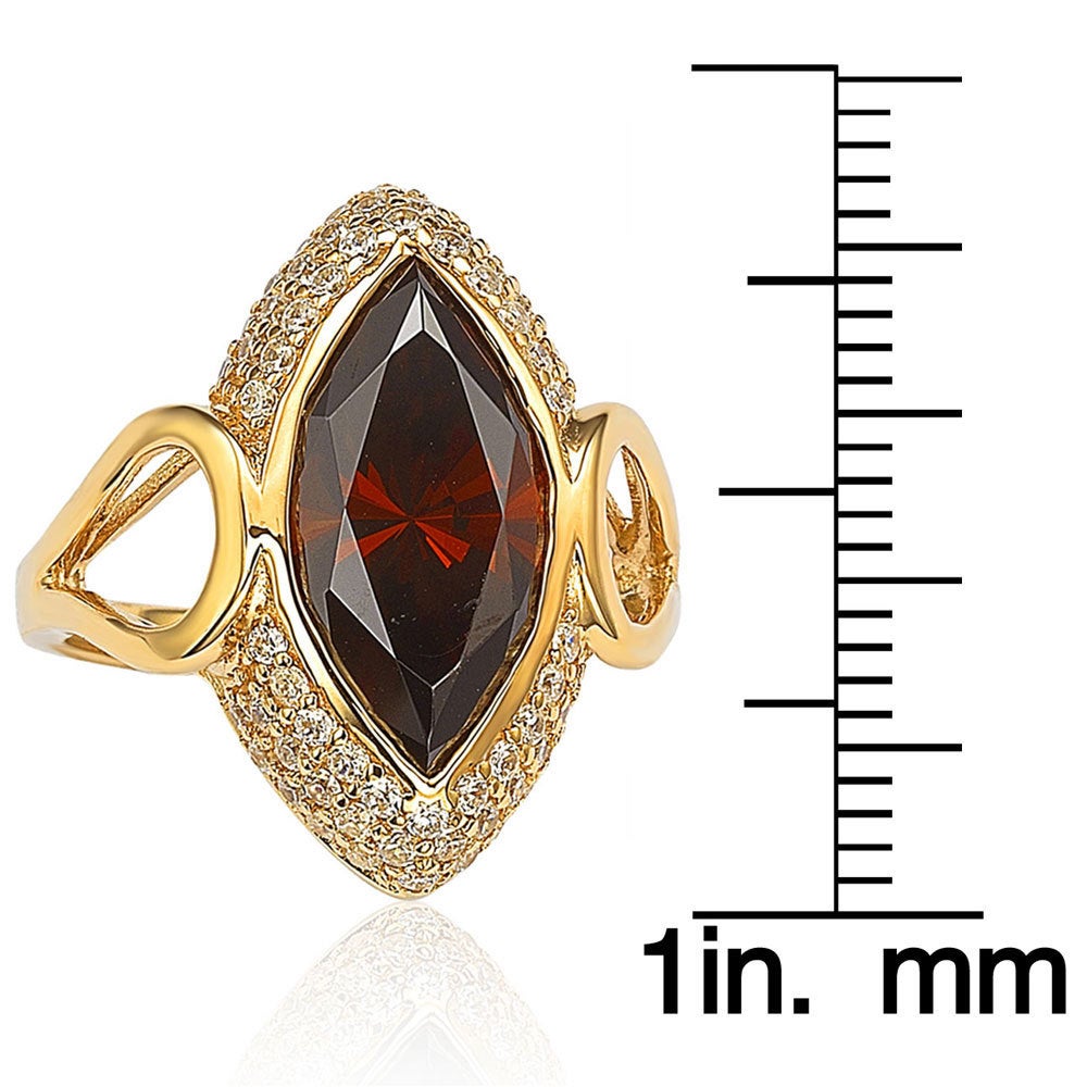 Suzy Levian Sterling Silver Brown Marquise Cubic Zirconia Ring