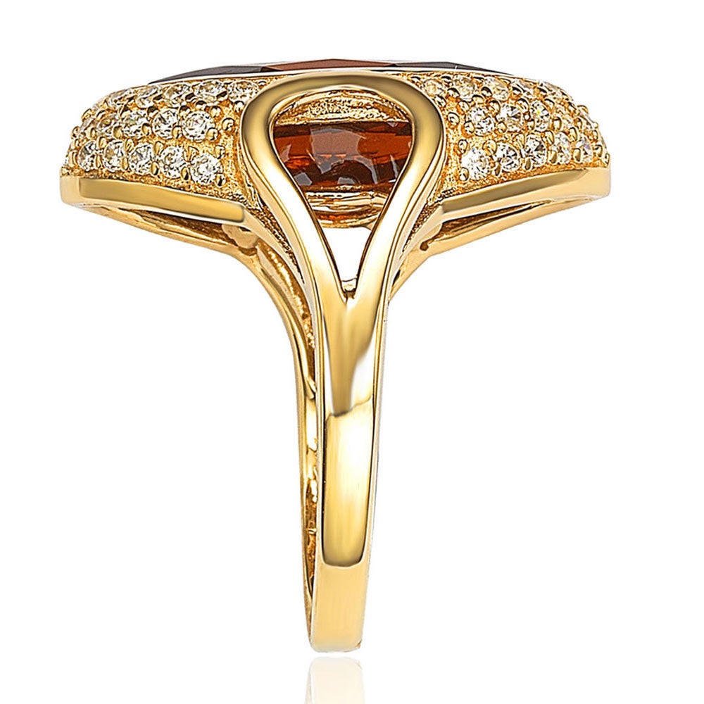 Suzy Levian Sterling Silver Brown Marquise Cubic Zirconia Ring