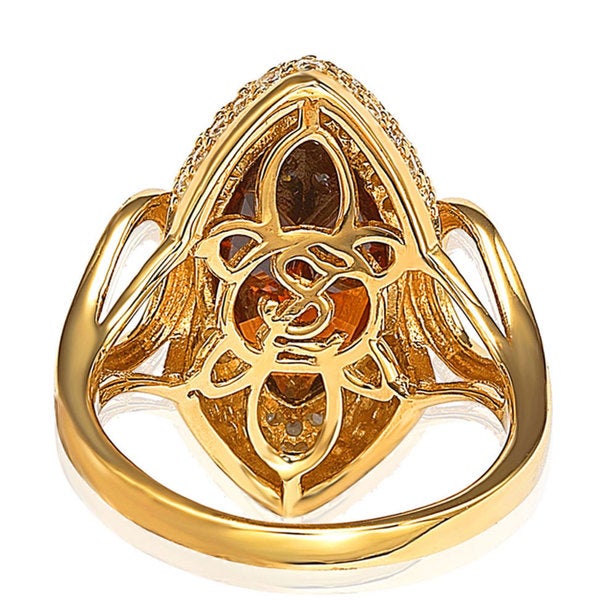 Suzy Levian Sterling Silver Brown Marquise Cubic Zirconia Ring