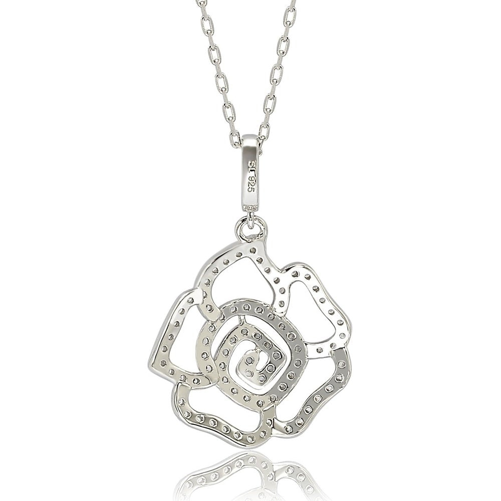 Suzy Levian Sterling Silver Brown and White Cubic Zirconia Flower Pendant